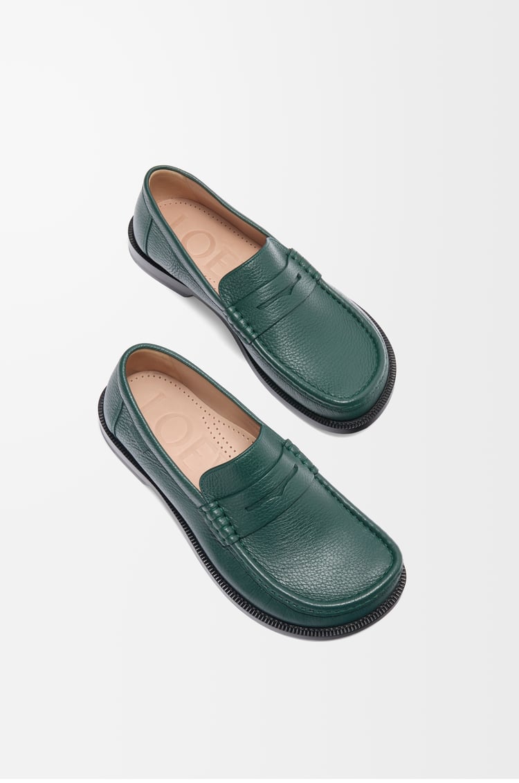 LOEWE Mocasín Campo en piel de ciervo Verde Oscuro