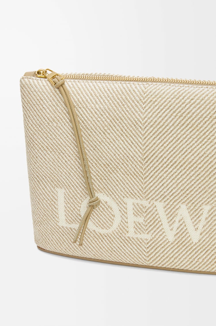 LOEWE Oblong pouch en jacquard LOEWE y piel de ternera Crudo