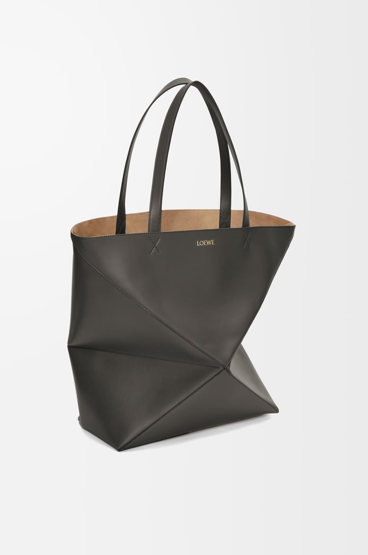 LOEWE XL Puzzle Fold tote in shiny calfskin Dark Grey