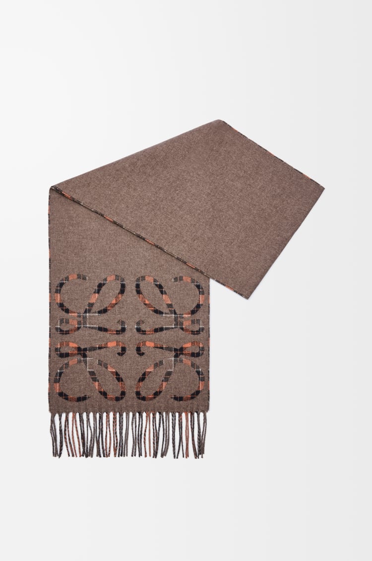 LOEWE Bufanda Anagram en seda y cashmere Marrón/Multicolor
