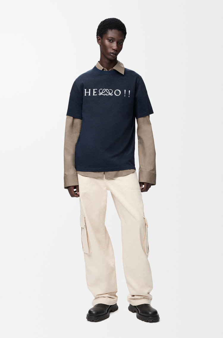 LOEWE Regular fit T-shirt in cotton blend Navy Blue