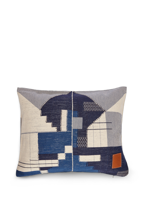 LOEWE Cushion in cotton Blue/Multicolor