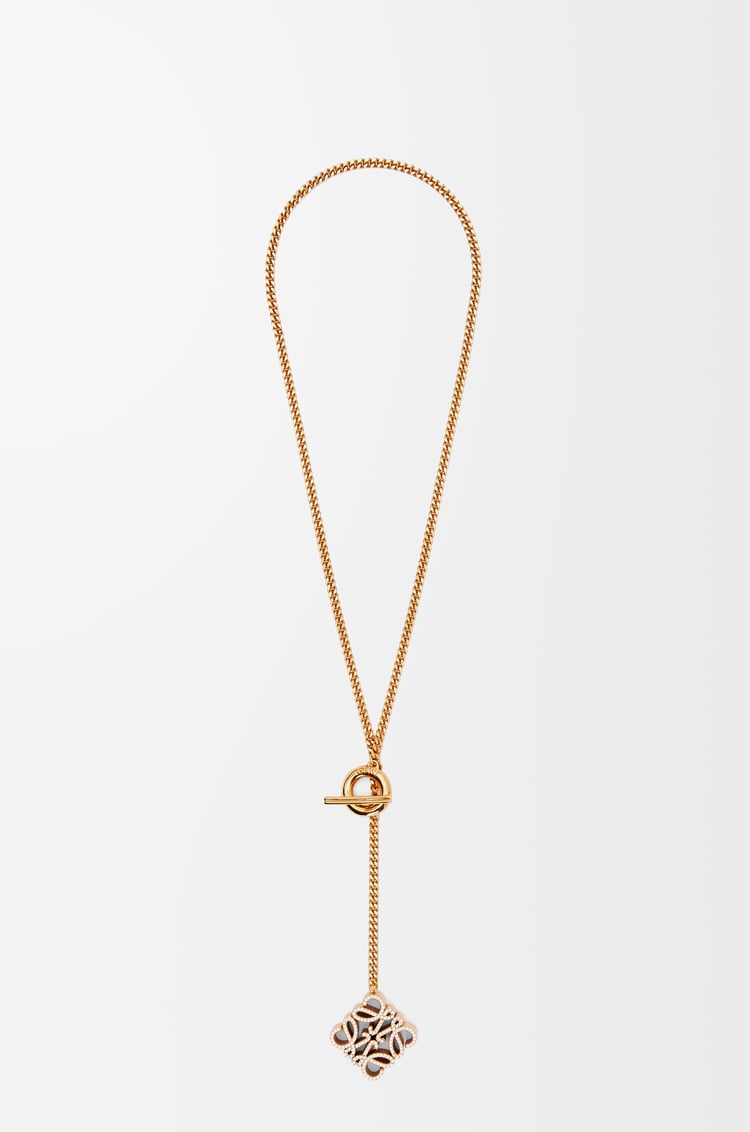 LOEWE Pave Anagram necklace in sterling silver and crystal Gold