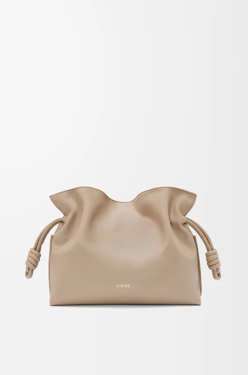 LOEWE Medium Flamenco clutch in nappa calfskin Sand