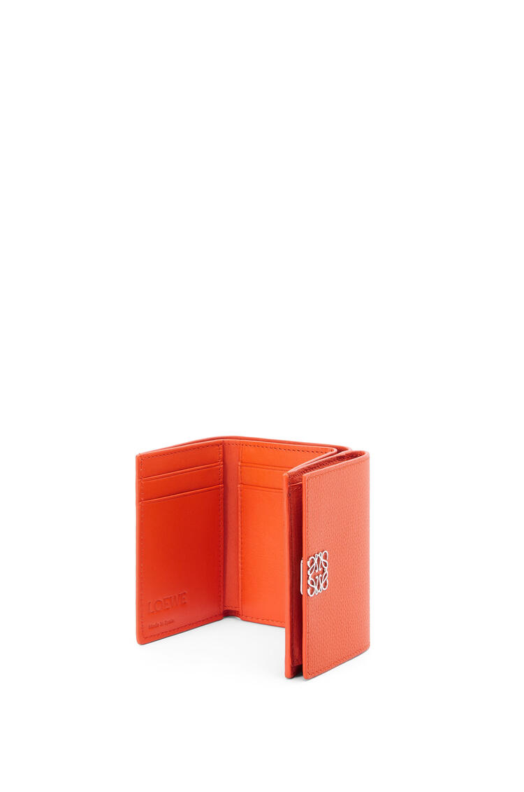 LOEWE Anagram trifold wallet in pebble grain calfskin Orange