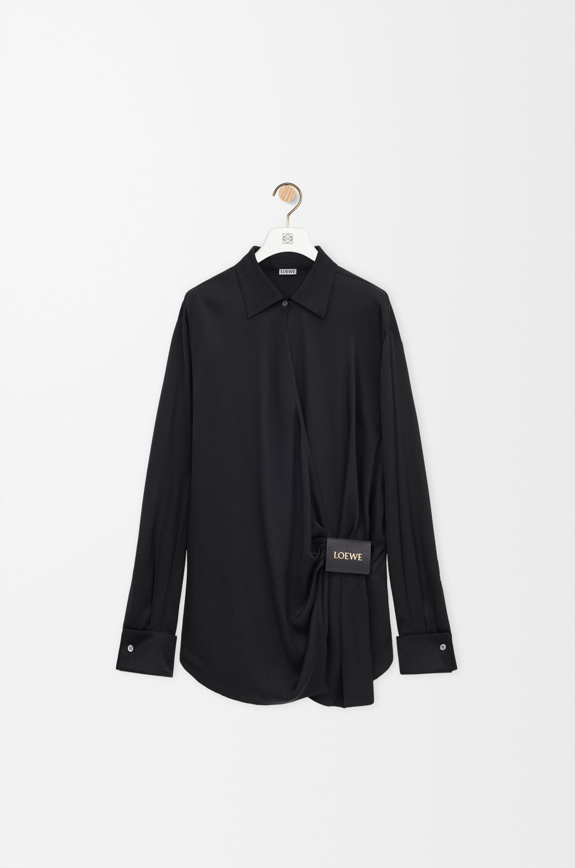Draped shirt in silk Black - LOEWE International official website