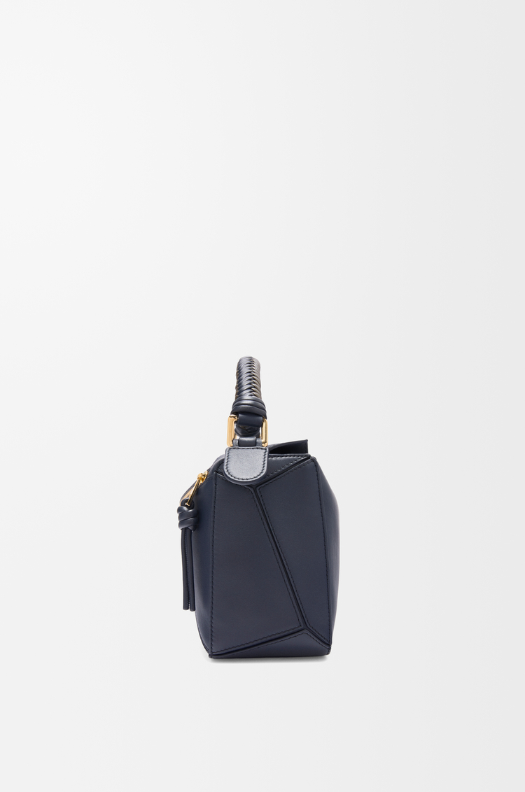 LOEWE パズルバッグ スモール（スムースカーフ） ダークインク/ダークカーキグリーン
