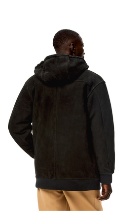 LOEWE Zip up hoodie in shearling Black plp_rd