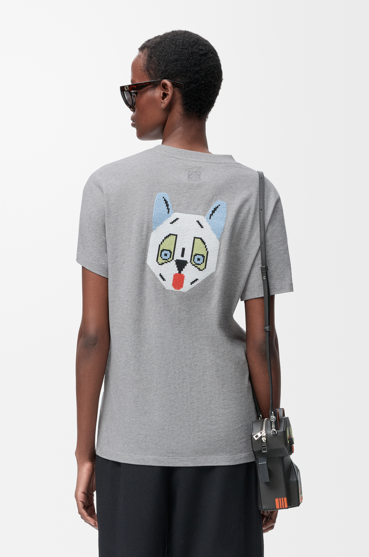 LOEWE Camiseta de corte regular en algodón Gris Jaspeado