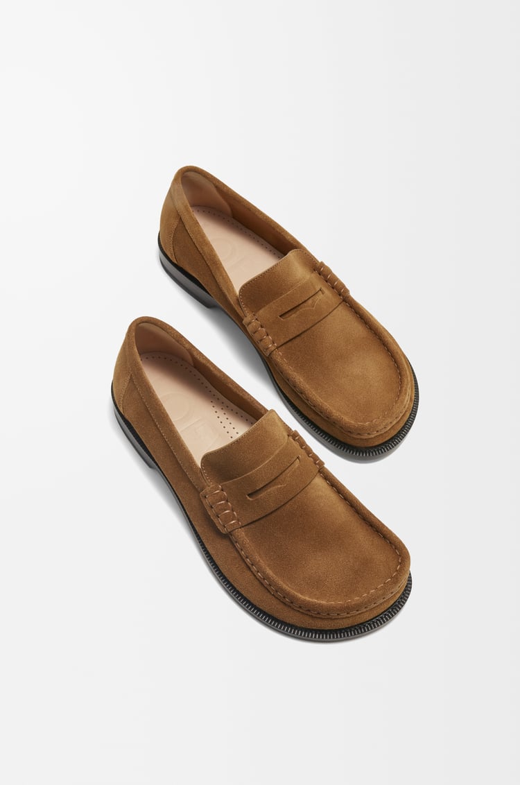 LOEWE Campo loafer in suede calfskin Tabacco
