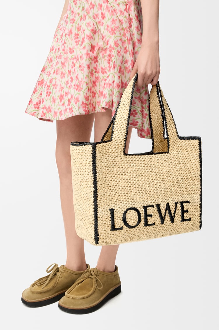 LOEWE 라지 로에베 폰트 토트 - 라피아 내추럴