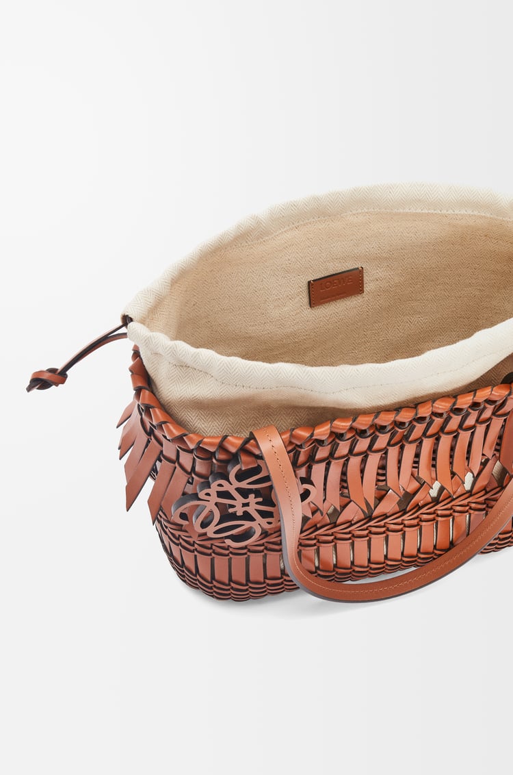 LOEWE Fringe Square Basket bag in calfskin Tan