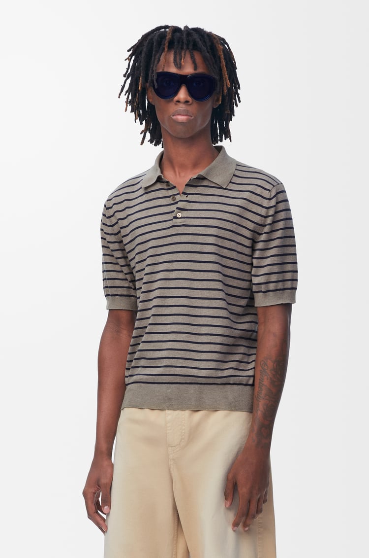 LOEWE Jersey polo en algodón Gris/Azul Marino