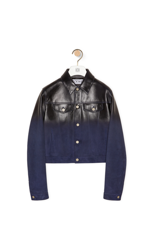 Trucker jacket in nappa lambskin Dark Navy - LOEWE