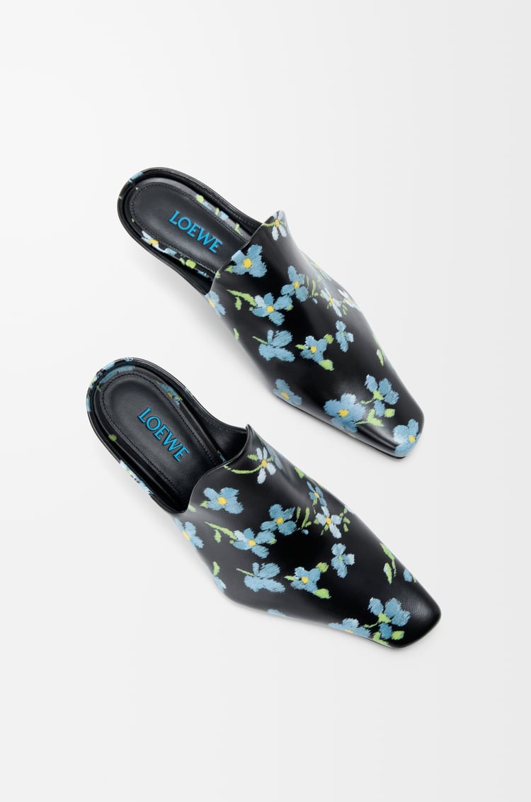 LOEWE Sabot Emily in pelle di agnello stampata Nero/Blu