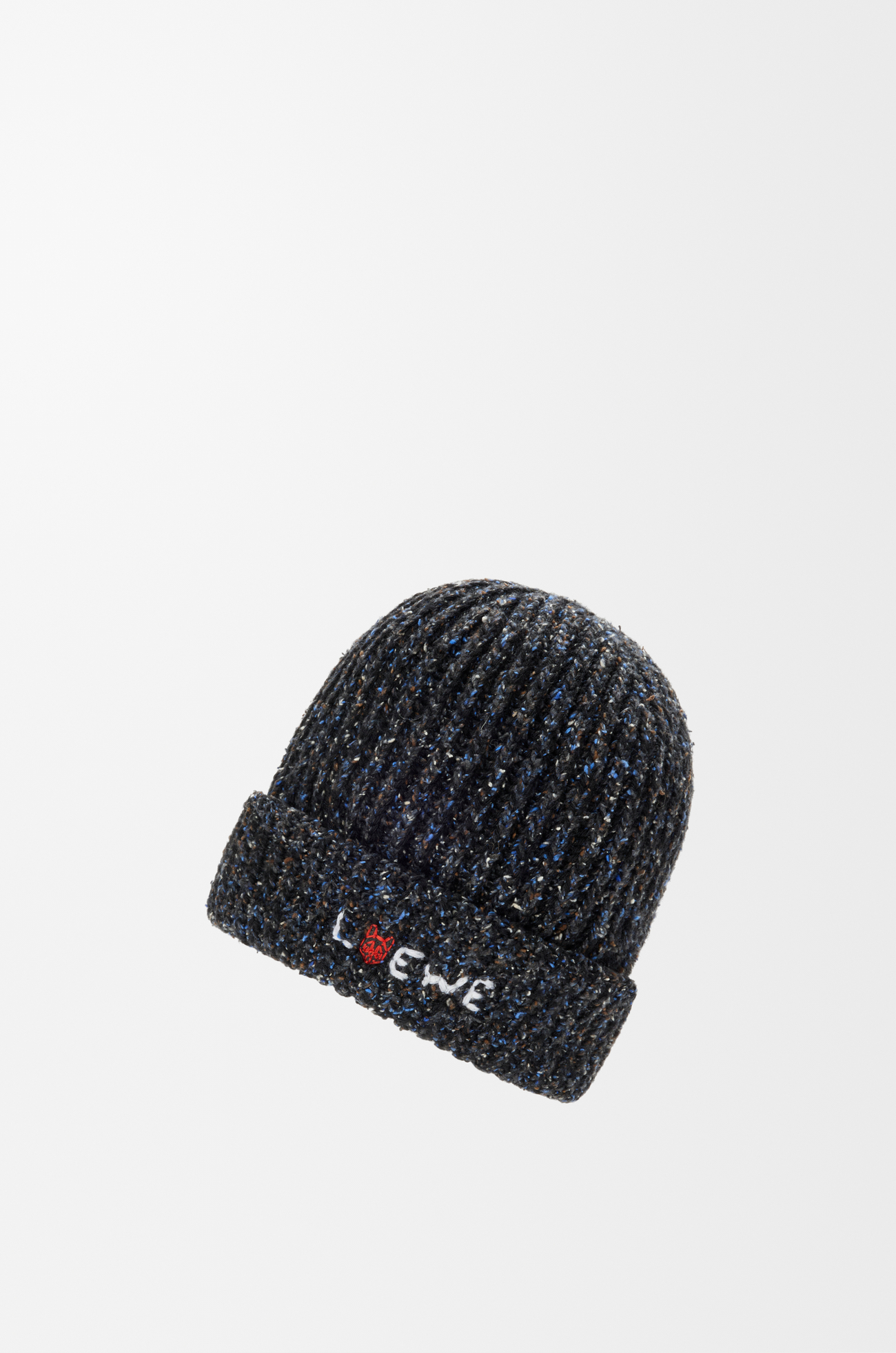 LOEWE Beanie in wool, silk and alpaca blend Black Melange