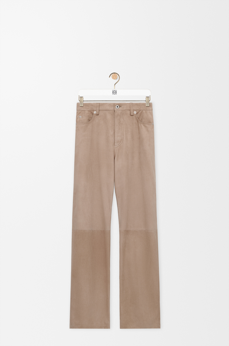 LOEWE Trousers in suede goatskin Dark Beige
