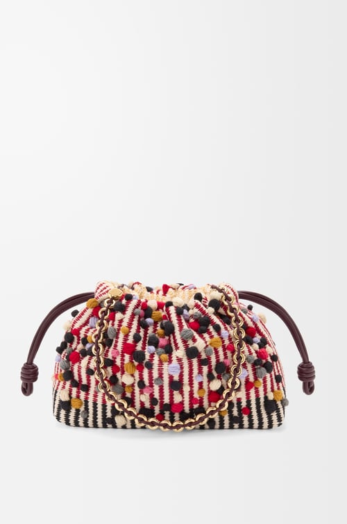 LOEWE Medium Flamenco purse in embroidered textile Natural/Multicolor