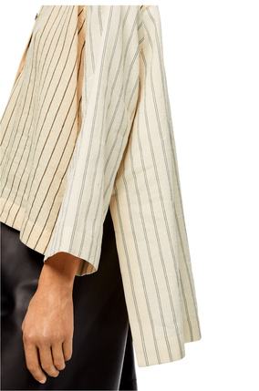 LOEWE Stripe tunic shirt in cotton and linen Ecru/Black plp_rd