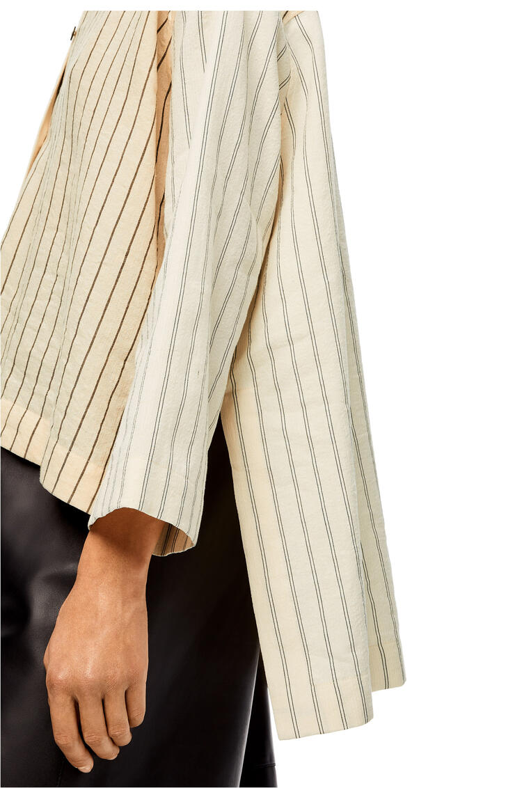 LOEWE Stripe tunic shirt in cotton and linen Ecru/Black pdp_rd