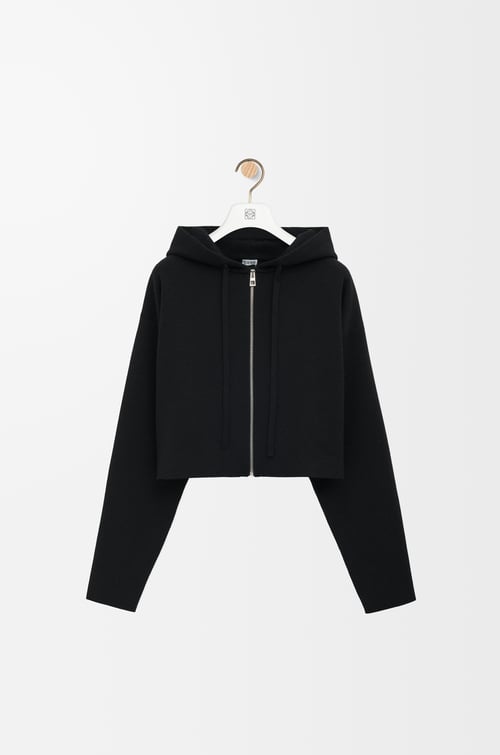 LOEWE Anagram zip-up hoodie in wool Black plp_rd