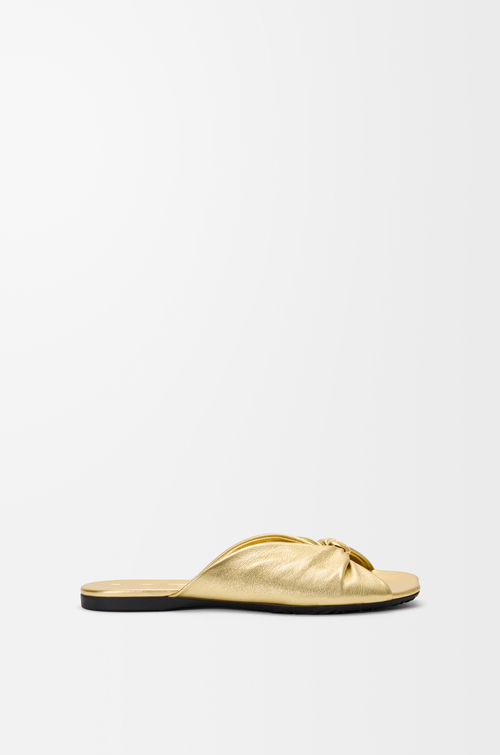 LOEWE Mules Pebble Soft en cuir d'agneau laminé Doré
