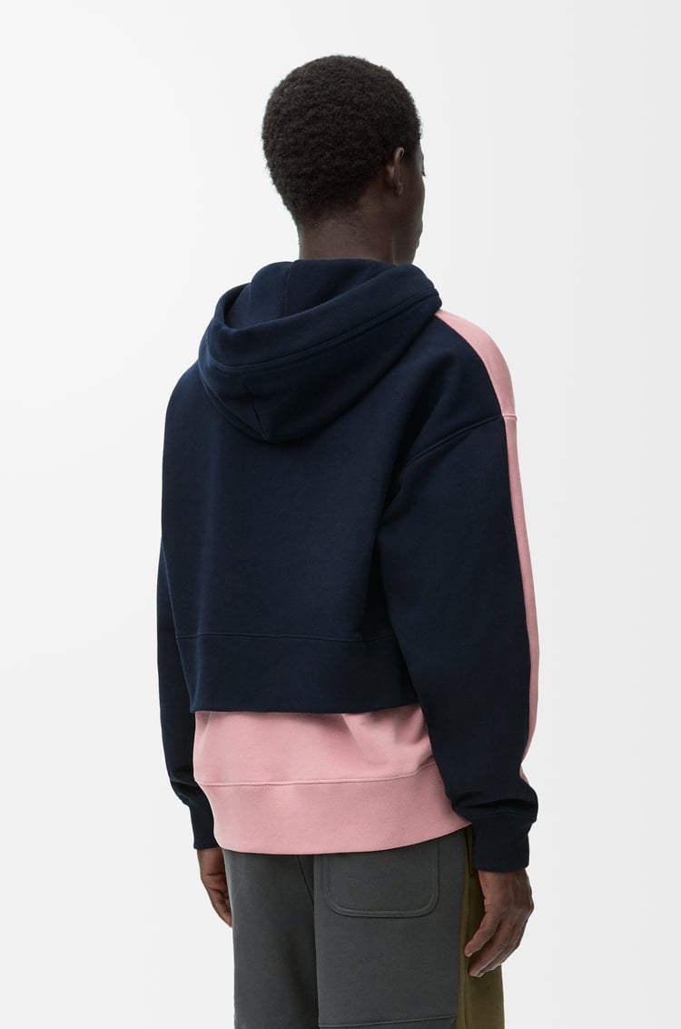LOEWE Hoodie in cotton Pink/Dark Navy Blue
