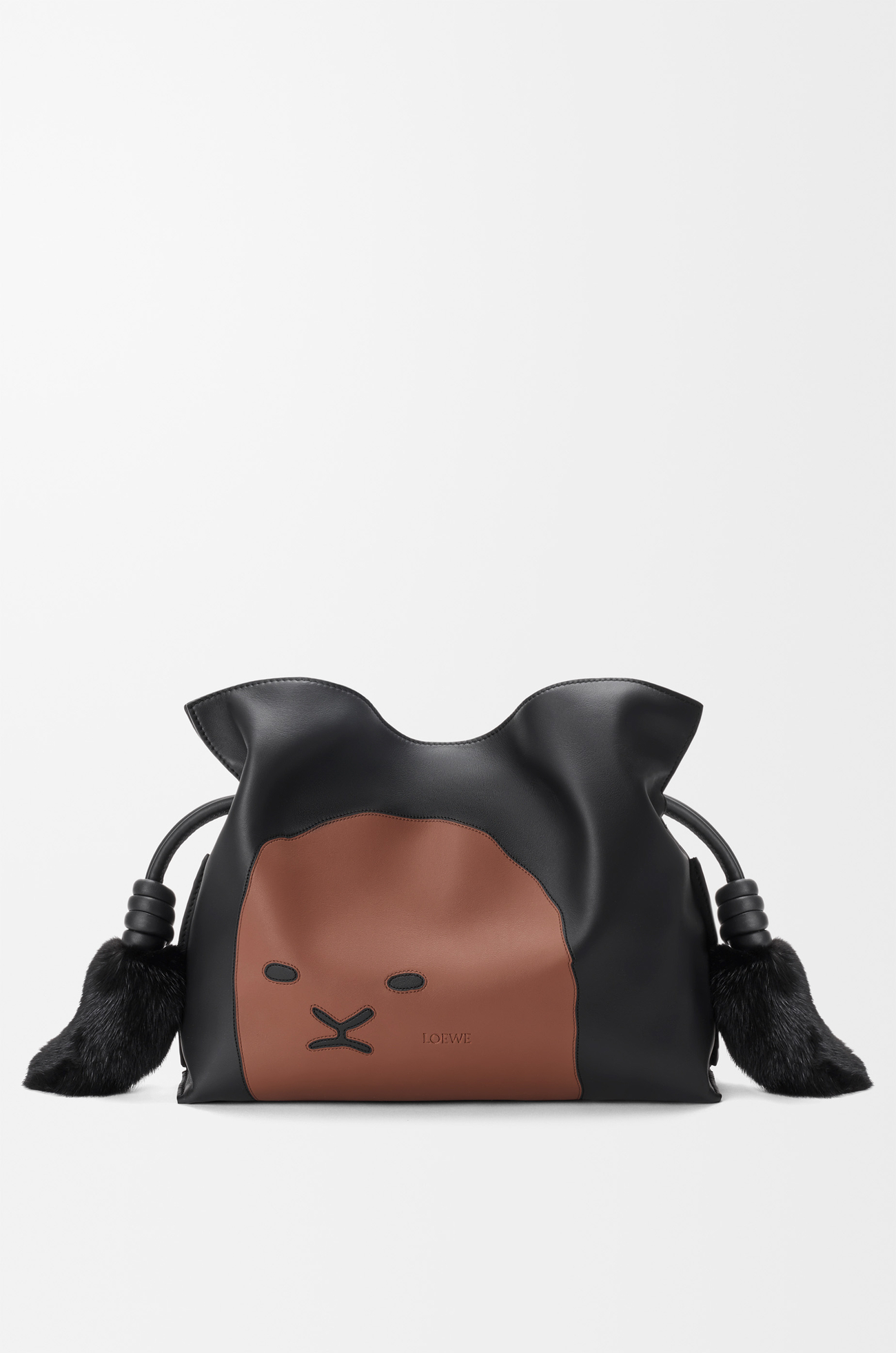 LOEWE ライオン インターシャ フラメンコクラッチ ミディアム(カーフ) ブラック/ピーカン