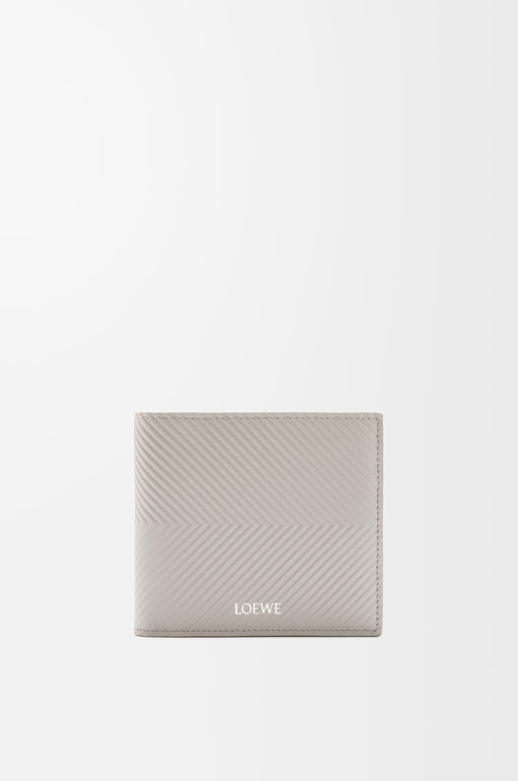 LOEWE 紋理經典小牛皮雙摺硬幣錢包 貝殼灰