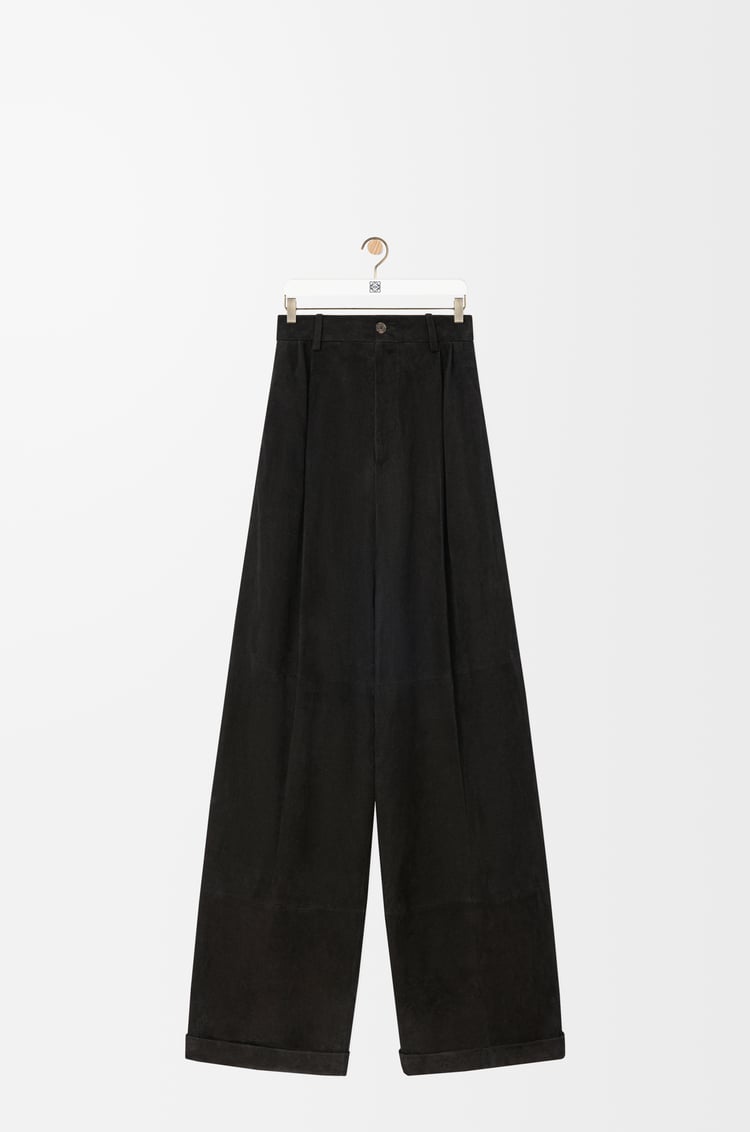LOEWE Pantalón plisado en ante de piel de cordero Negro