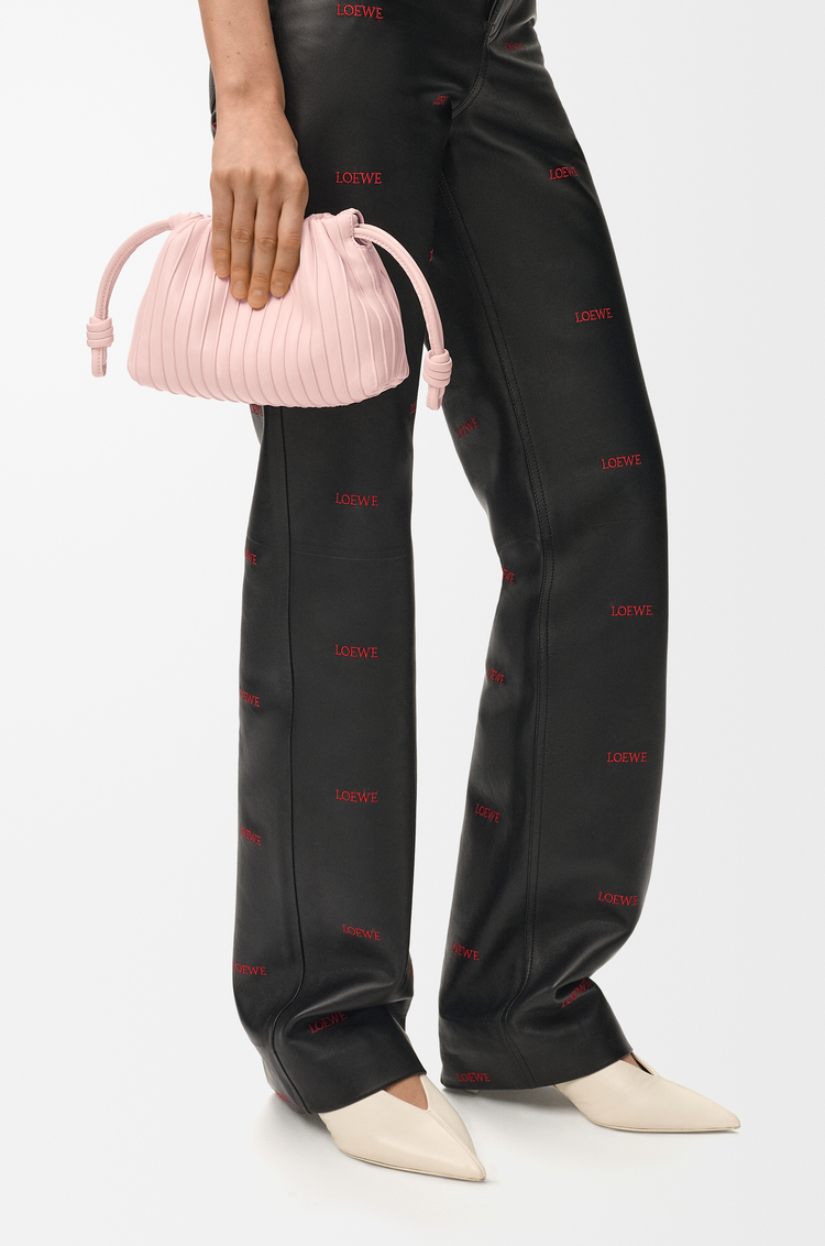 LOEWE Mini Flamenco Pleats Tasche aus Nappa-Lammleder Kristallrosa