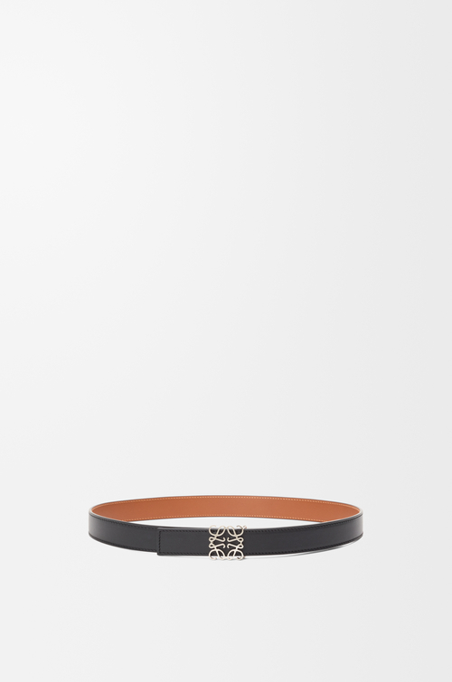 LOEWE Cinturón reversible Anagram en piel de ternera lisa Negro/Bronceado/Paladio