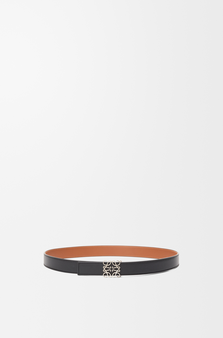 LOEWE Cinturón reversible Anagram en piel de ternera lisa Negro/Bronceado/Paladio