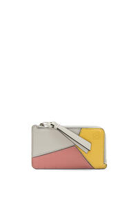 LOEWE Puzzle coin cardholder in classic calfskin Ghost/Peach Bloom