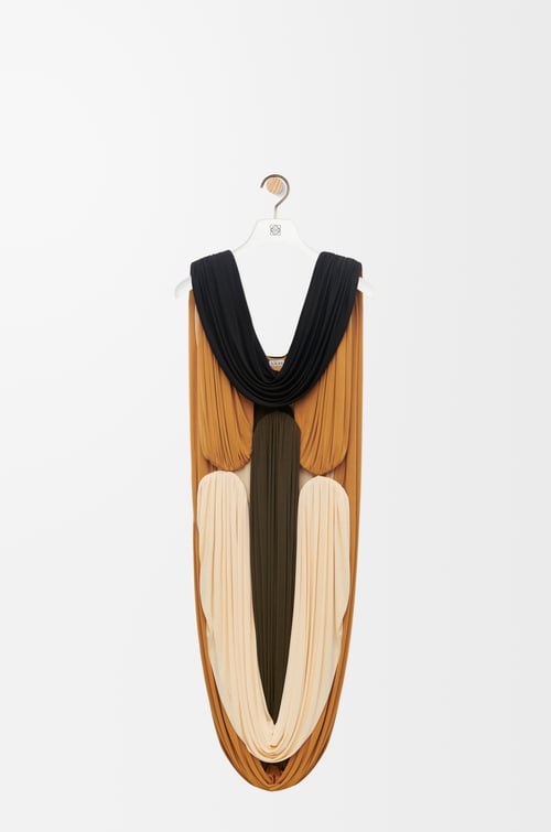 LOEWE Draped dress in viscose Vanilla/Multico