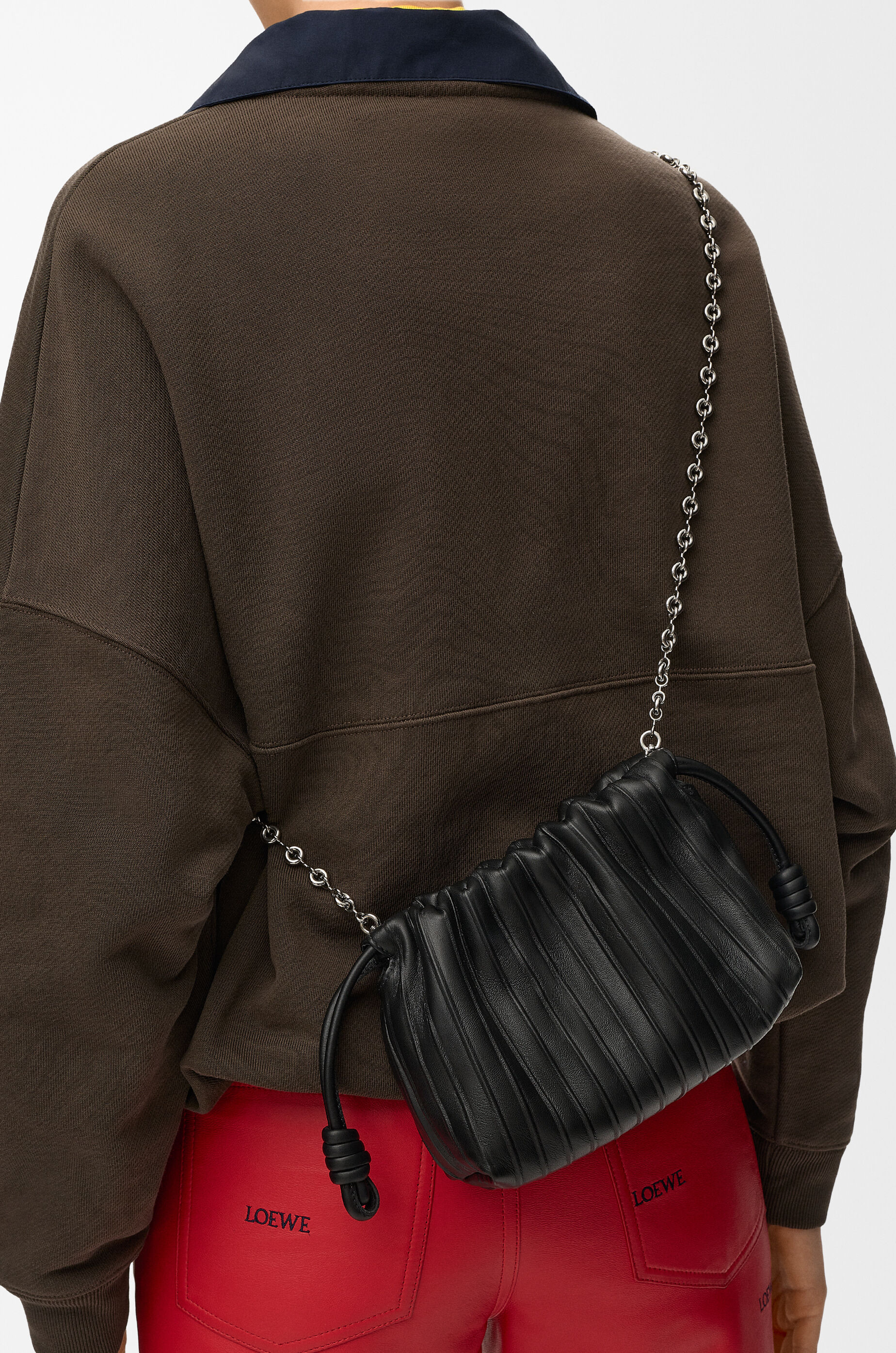 Mini Flamenco Pleats purse in nappa lambskin Black - LOEWE USA