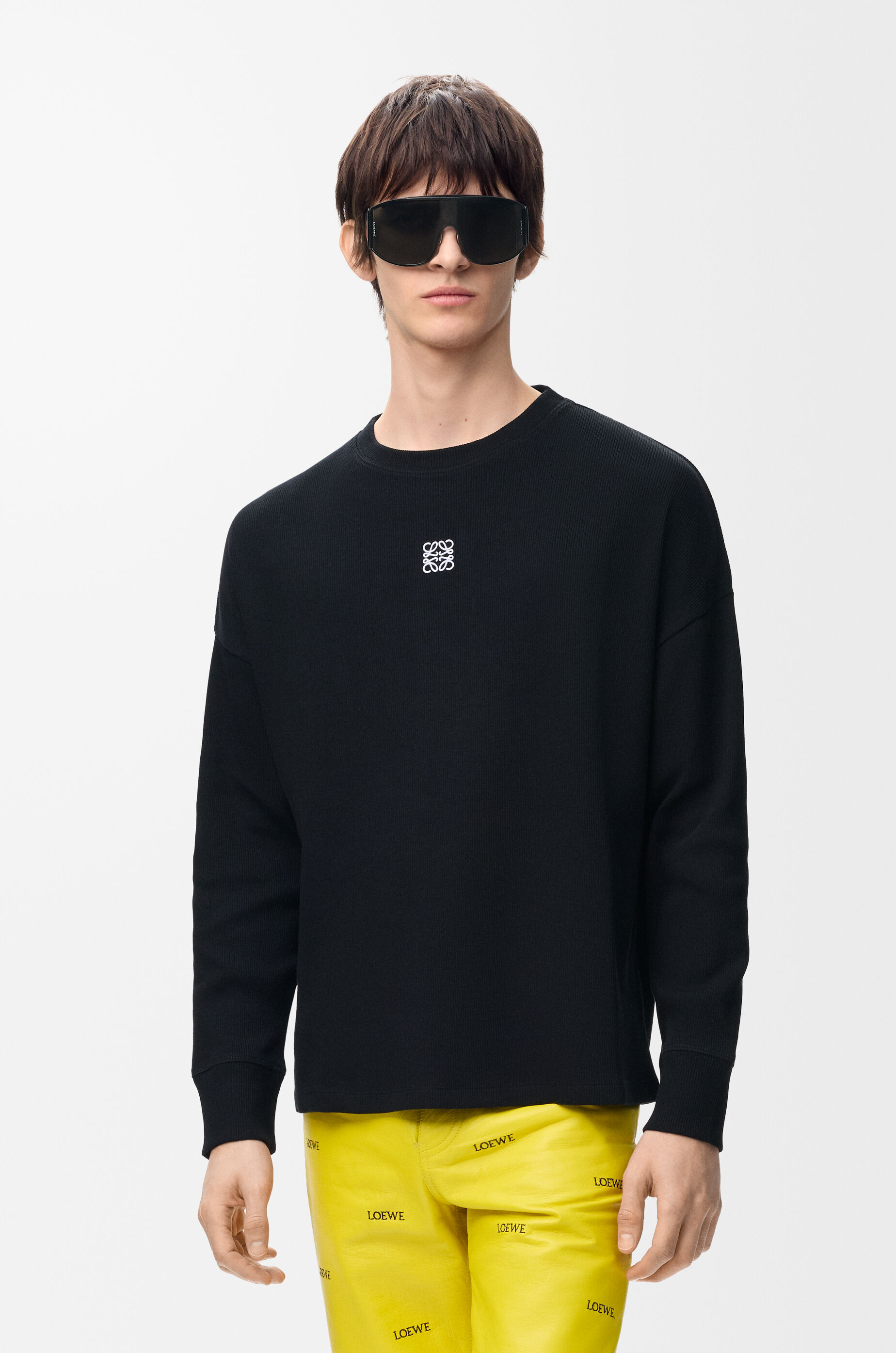 Oversized fit long sleeve T-shirt in cotton Black - LOEWE USA