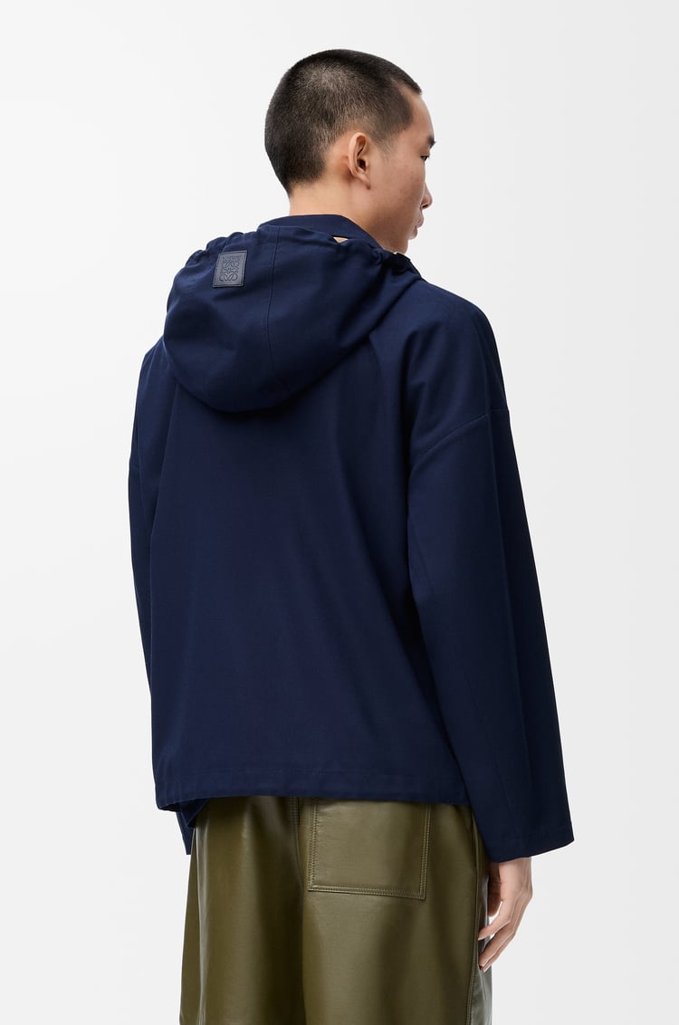LOEWE Hooded jacket in cotton Navy/Beige