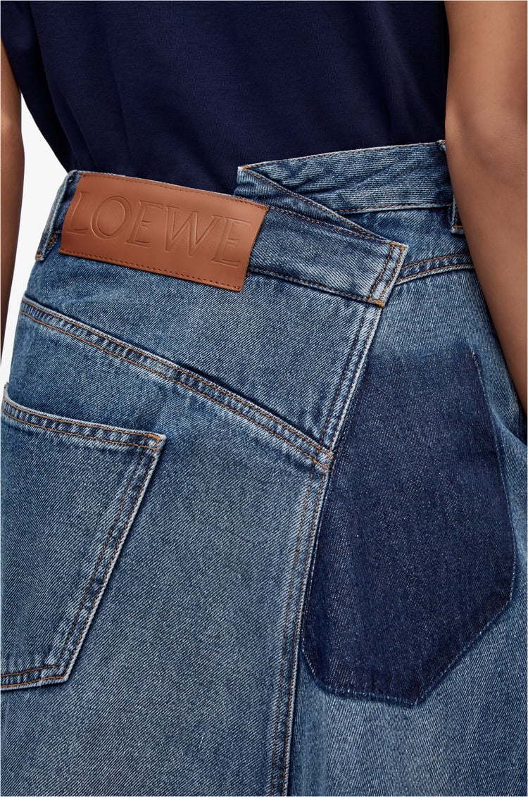 LOEWE Deconstructed midi skirt in denim Mid Blue Denim