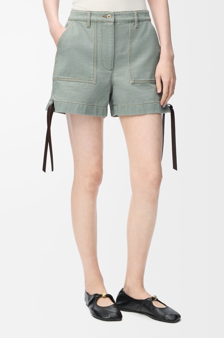LOEWE Workwear shorts in denim Khaki Green