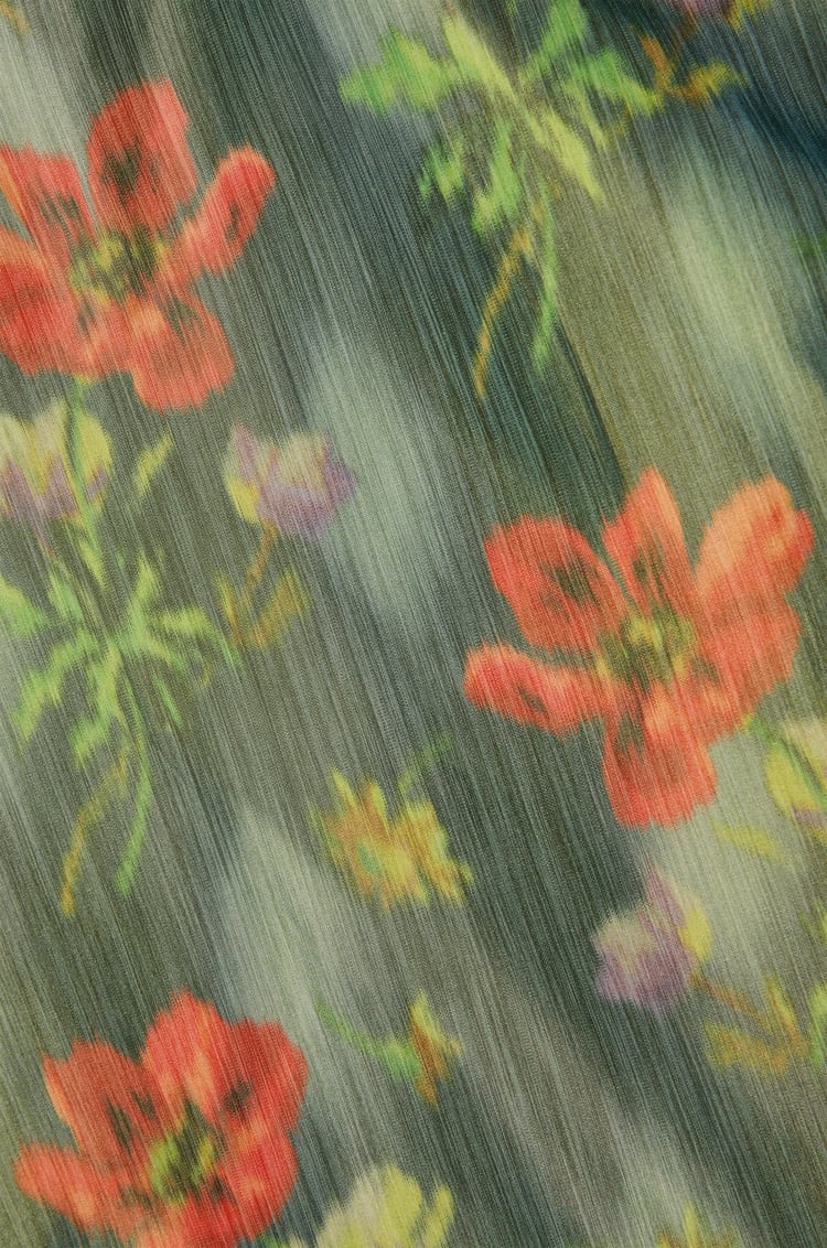 LOEWE Top drapeado en tafetán de mezcla de seda Verde Oscuro/Rojo
