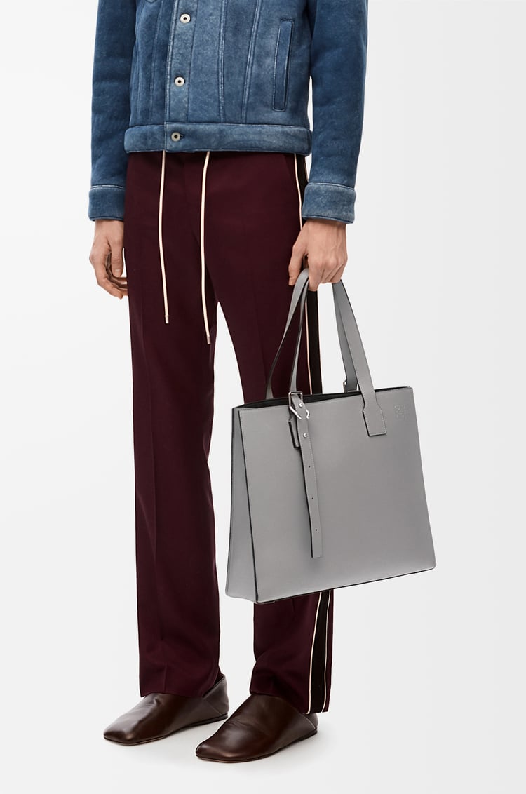 LOEWE Buckle horizontal tote in classic calfskin Asphalt Grey