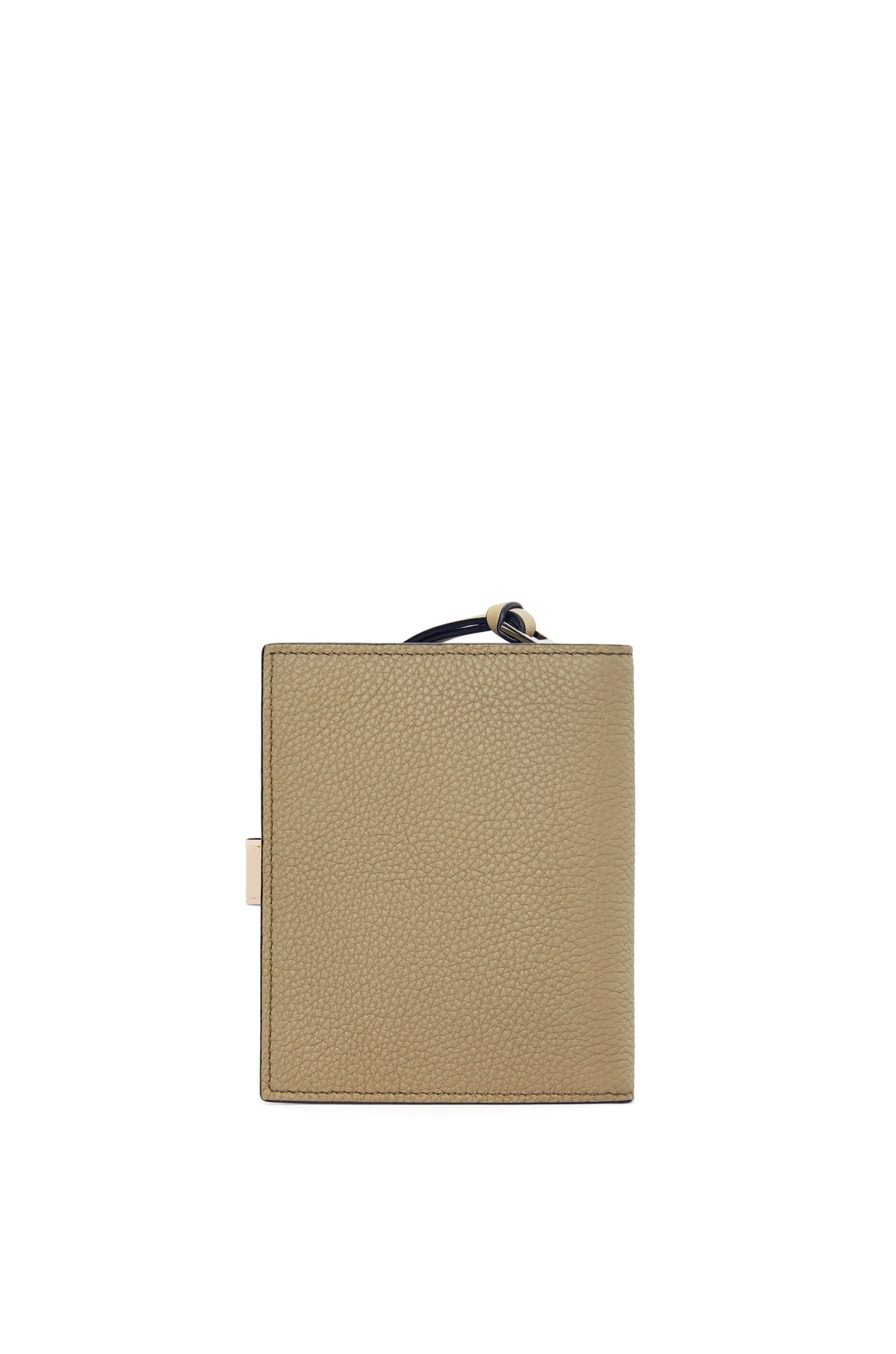 Compact zip wallet in soft grained calfskin Artichoke Green/Dusty Beige
