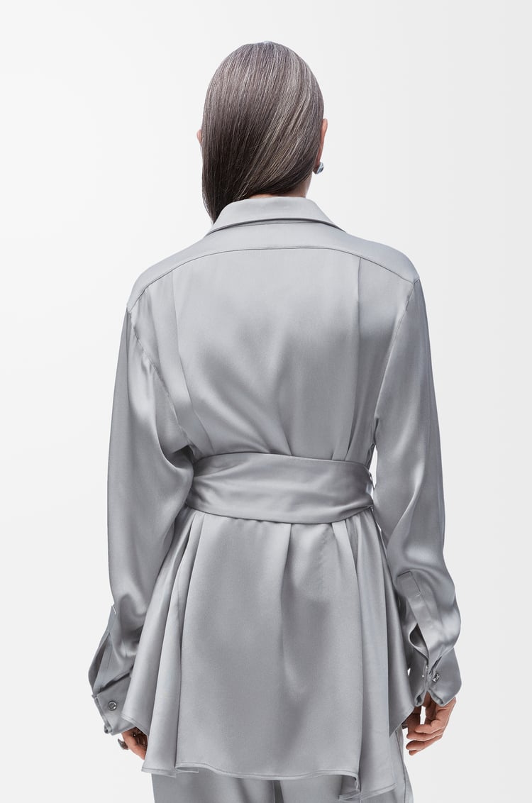 LOEWE Belted blouse in silk Mouse Grey