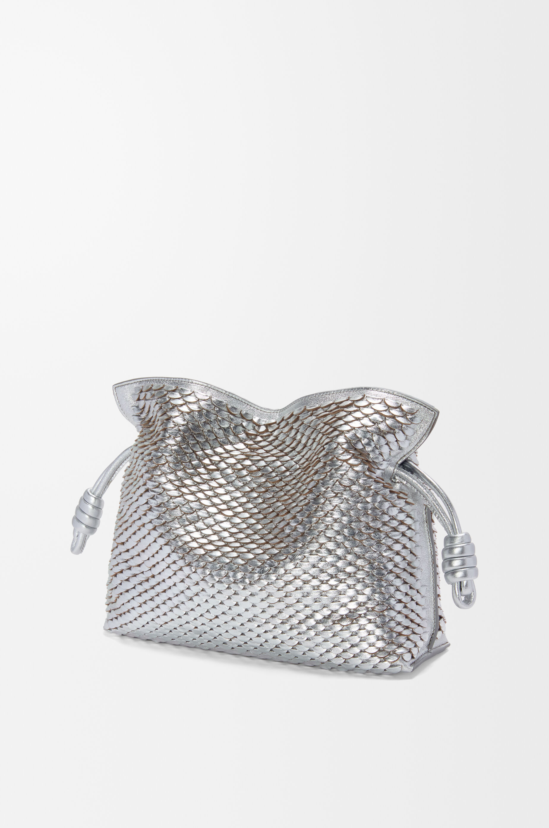 クラッチバッグ Loewe Clutch Flamenco Media Con Paillettes Medium Flamenco clutch in laminated lambskin Silver - LOEWE