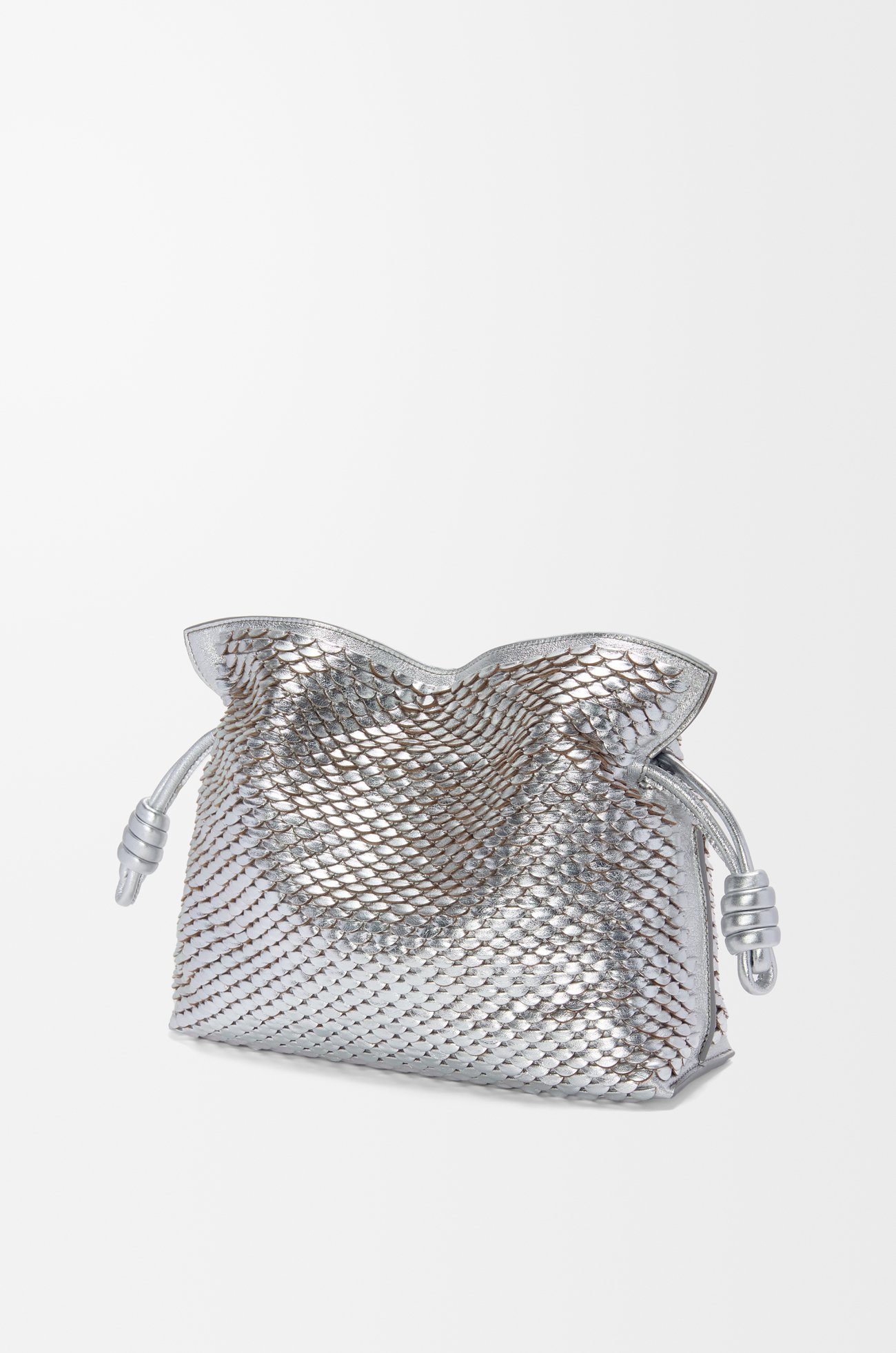 LOEWE Medium Flamenco clutch in laminated lambskin Silver plp_rd