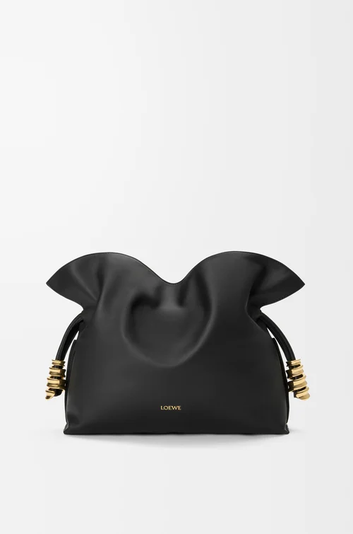 LOEWE Borsa clutch Coil Flamenco media in nappa di vitello Nero