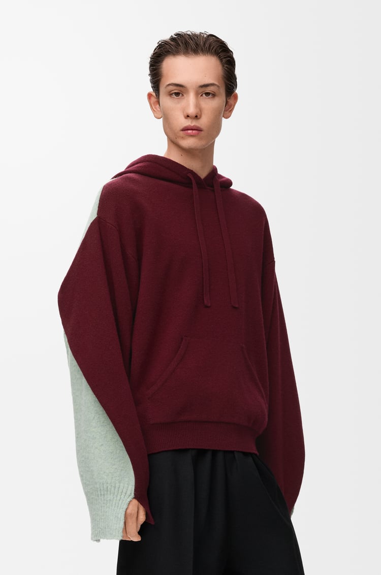 LOEWE Trompe l'oeil sweater in wool Green/Burgundy