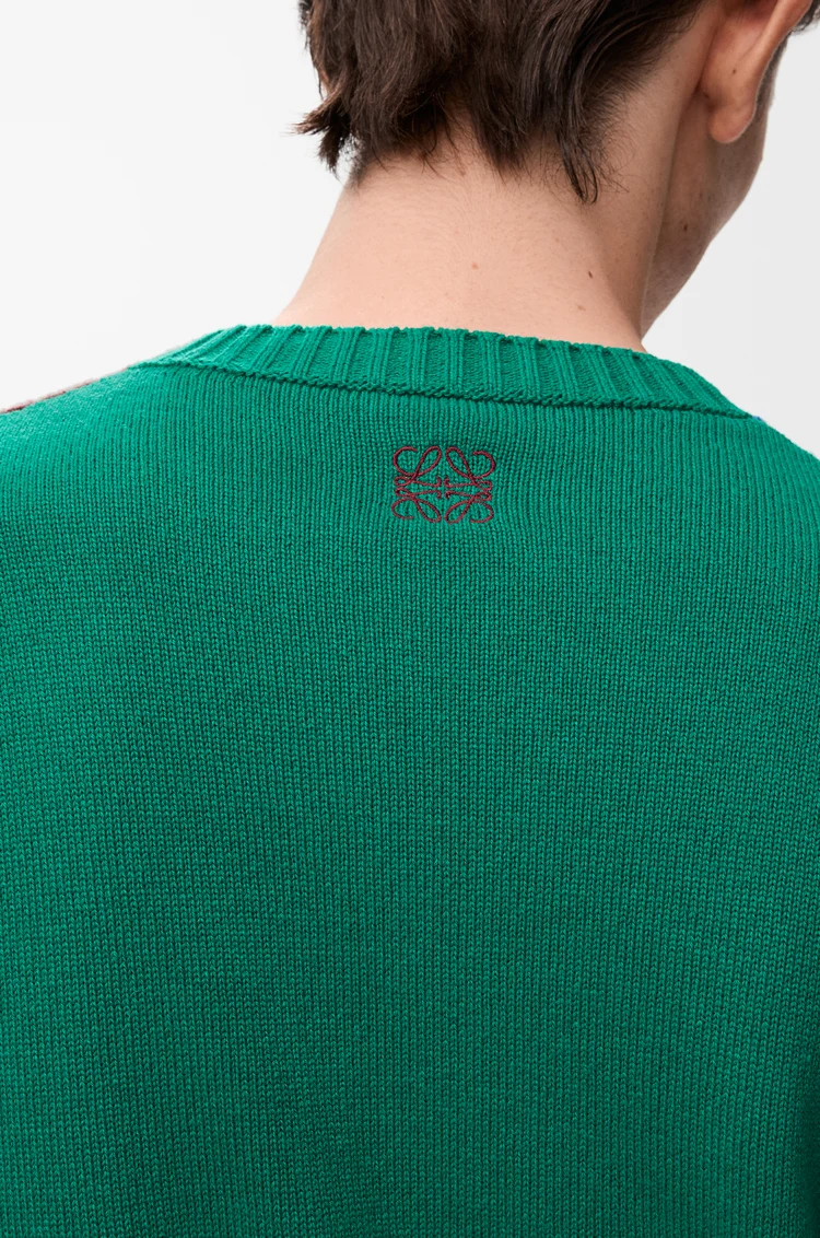 LOEWE Pullover aus Wolle Grün/Rot/Mehrfarbig