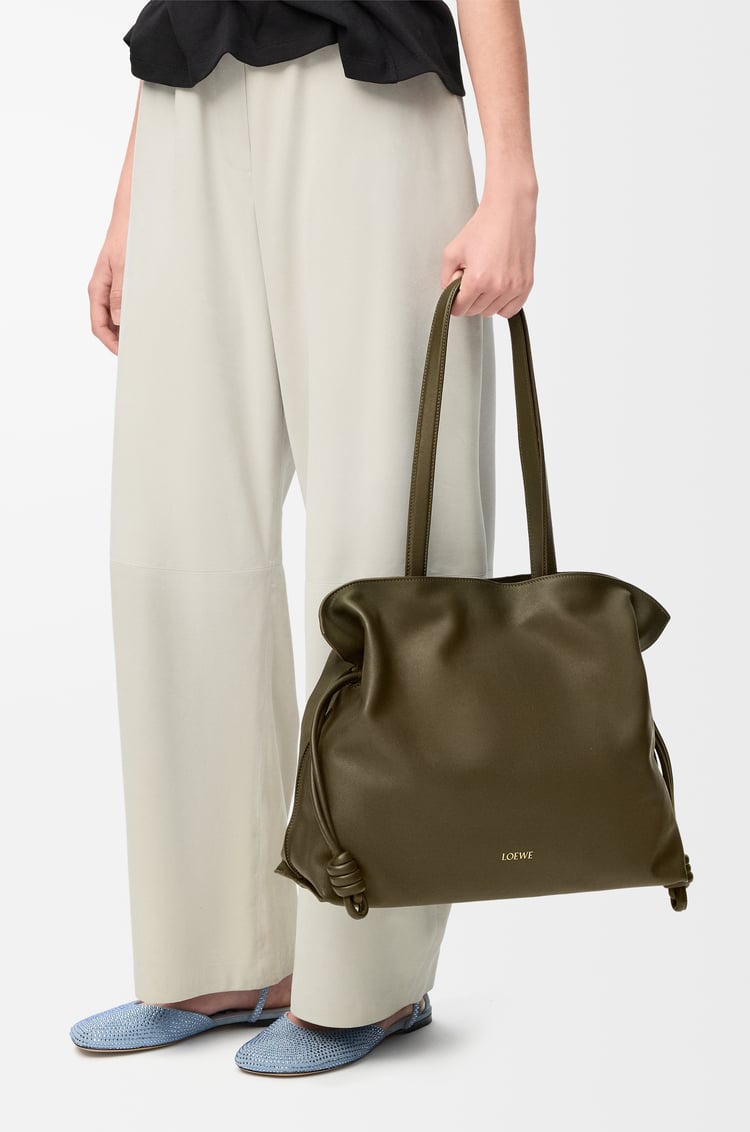 LOEWE 大号纳帕牛皮革 Flamenco 手拿包 深卡其色